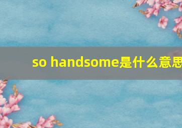 so handsome是什么意思